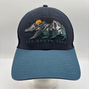 The North Face Embroidered Mudder Trucker Hat Shady Blue Bear Graphic Recycled